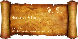 Hanula Vince névjegykártya